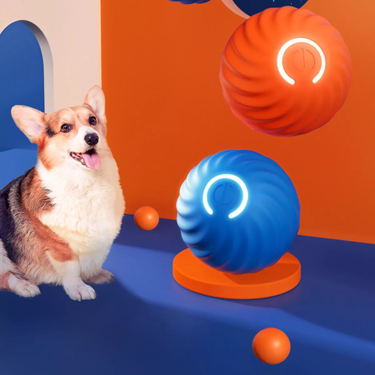 Self moving ball dog toy top