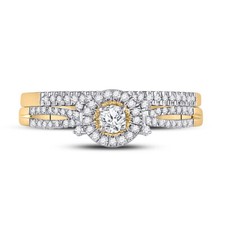 10kt Yellow Gold Womens Round Diamond Bridal Wedding Engagement Ring Band S