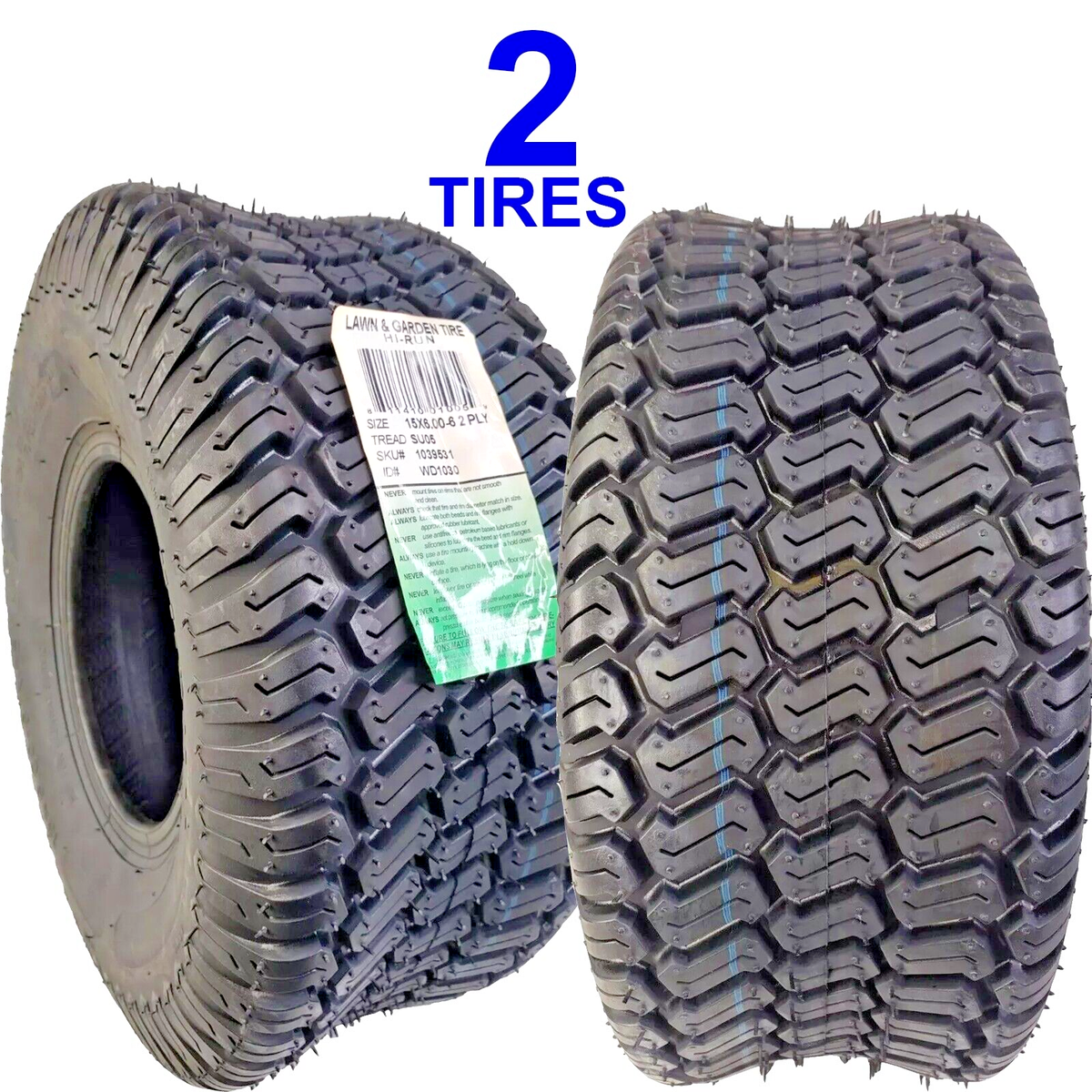 2 15x6.00-6 Go Kart Fun Cart Tire NHS 15x600-6 15/6.00-6 15/600-6