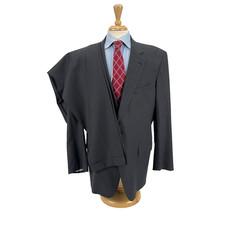 Brooks Brothers 1818 Madison Dark Gray Pinstripe Saxxon Wool Suit 46L USA