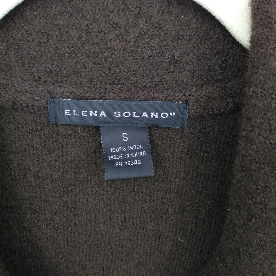 Elena Solano Coat Jacket Size Small Wool Double Breasted Peplum Brown - Image 4 of 4