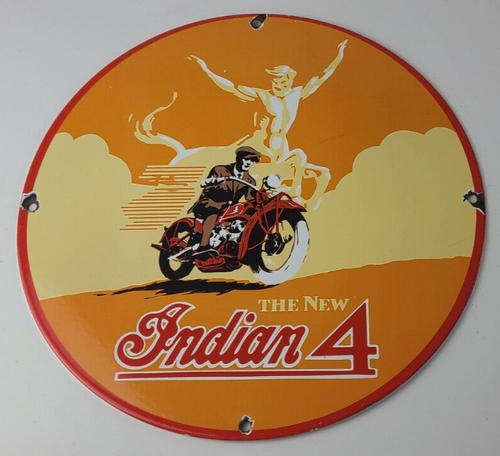 Vintage Indian Motorcycles Sign - Gas Pump Service Station Porcelain Sign - Picture 11 of 14