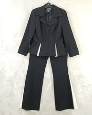Vtg Oleg Cassini Pant Suit Women 6 Inset Pleated Bell Bottom Pants Jacket Groovy