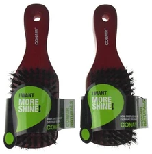 Conair Naturals Boar Bristle Hair Brush Lot 2 Wood Handle Men Women Salon Shine