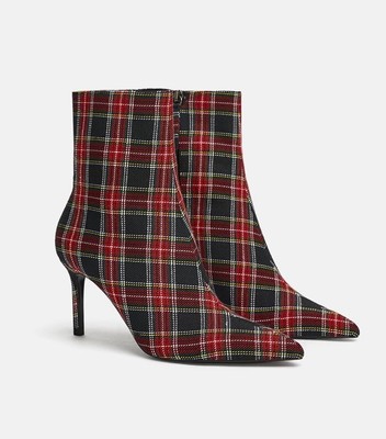 plaid ankle booties