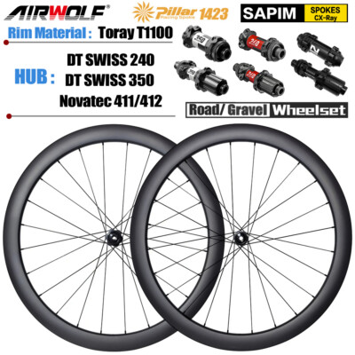 Airwolf Carbon Rennrad Laufradsatz Gravel Road Bike Laufräder DT240/350 Novatec