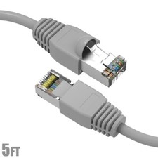 5FT Cat6A RJ45 Network LAN Ethernet SSTP Shielded Patch Cable Cord 26AWG Gray