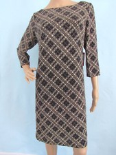 NWT VINCE CAMUTO Size 14 Black/Multi Geomet 3/4 Sleeve Sparkly Fit & Flare Dress