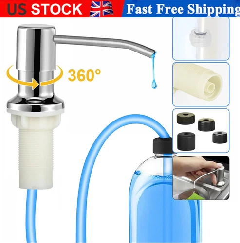 360° Sink Soap Dispenser Stainless Steel Kitchen Hands Liquid Pump Bottle Tube - Picture 1 of 7