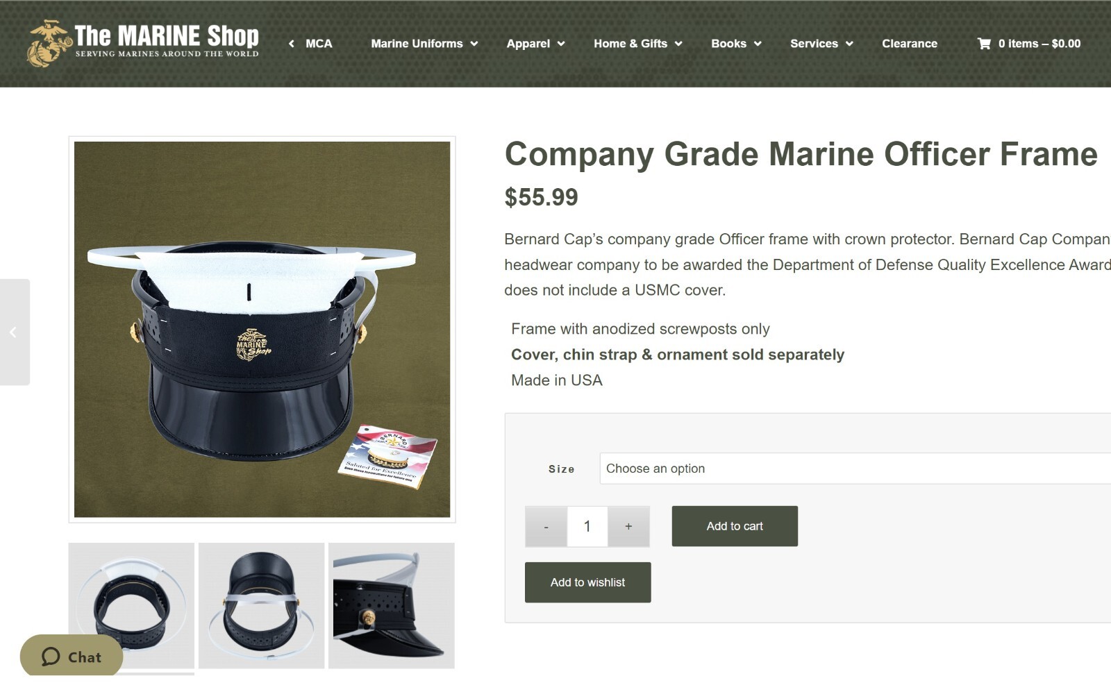 USMC (Marine Corps) Cover Frame for Company Grade Officers (Bernard Size 7), 1/2 eBay