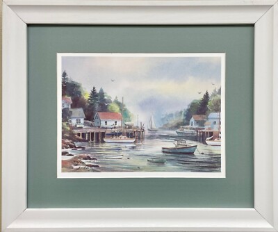 Grant Dolge ''Harbor'' Hand Signed Limited edition CUSTOM FRAMED Seascape New!