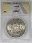 1889 Morgan Silver Dollar Coin Toned ANACS MS 62