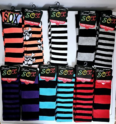 Over the Knee Socken Damen Mädchen Mode gestreifter Oberschenkel hohe Größe 4-7 ein Paar