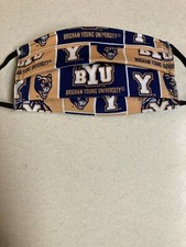 RARE Out of Print. BYU Fabric. Cotton Face Mask.Pleated.Reuse.