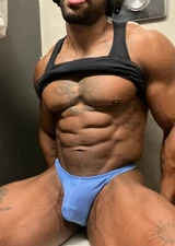 New Mens Sexy Royal Blue String Bikini w/Enhancing Contoured Hang Free Pouch-Gay