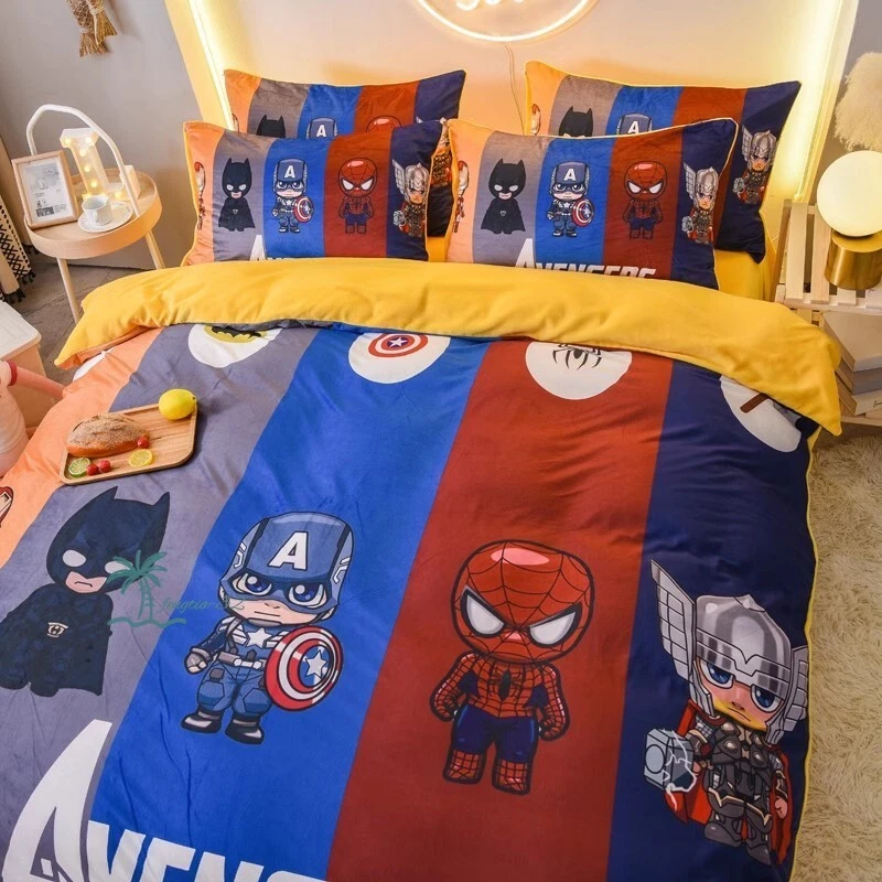 Superhero Milk Fleece 3pcs / 4pcs Quilt Set Cartoon Kids Bed Sheet Pillow Case - Image 3 of 4