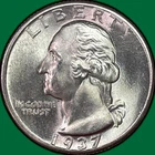 1937 Washington Quarter Silver Brilliant Uncirculated BU Coin #40531