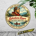 Leinenkugels Native American Beer Round 8x8 Vintage Metal Tin Sign