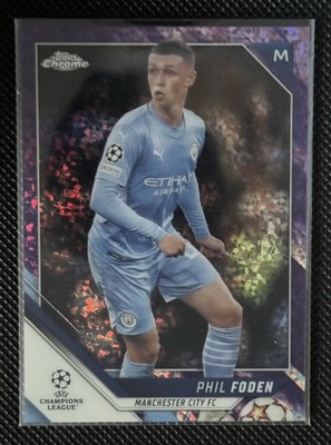 2021-22 Topps Chrome Uefa Champions League Phil Foden #129 Purple Refractor /250