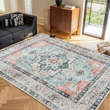Teppich Wohnzimmer Waschbar Rutschfest Kurzflor Orient Design 120x170cm