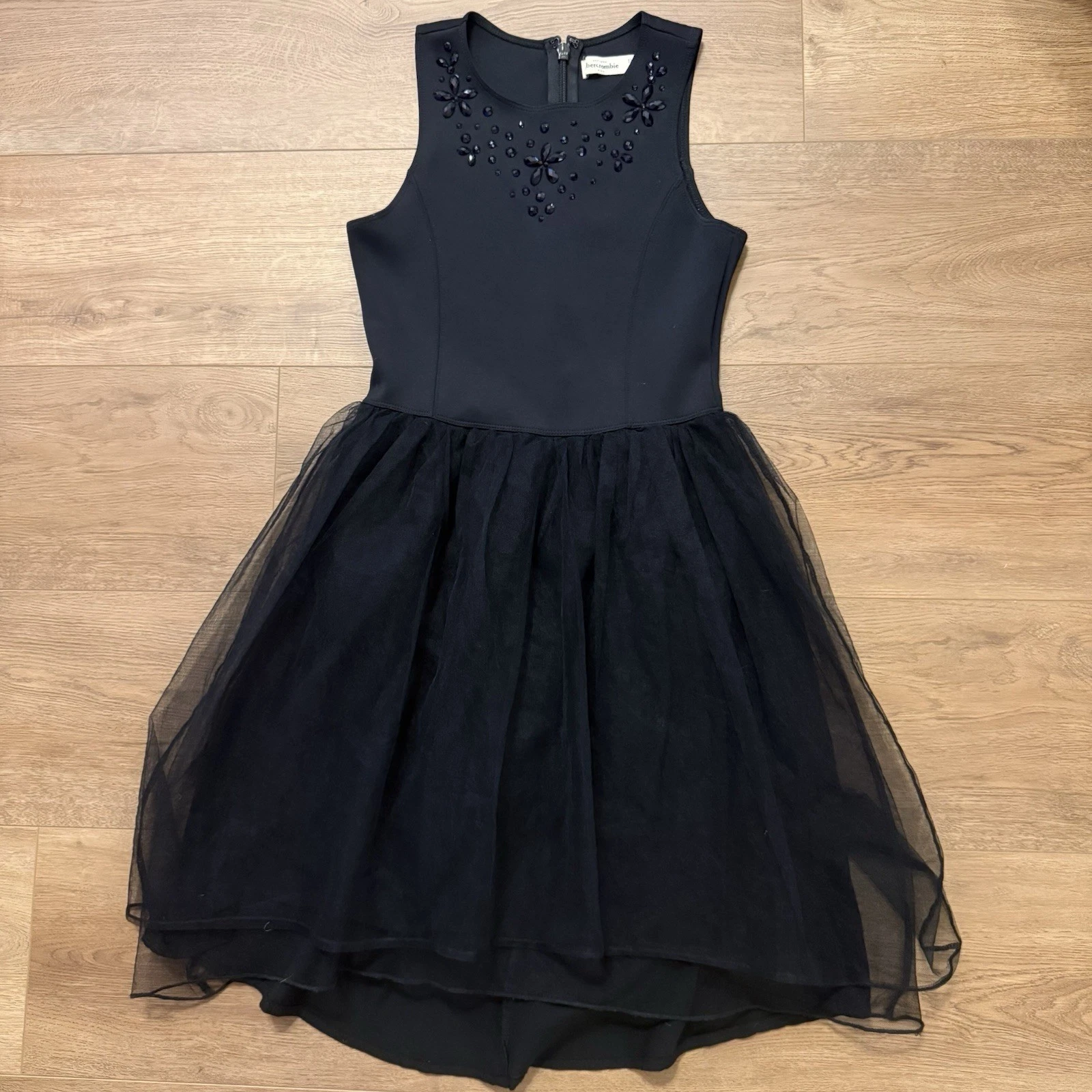 NWOT Abercrombie Kids Black Embellished Tulle Dress, Sleeveless, Size 13/14