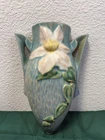 Vintage 1944 Roseville Pottery "Clematis" Forest Green Wall Pocket #1295-8 USA