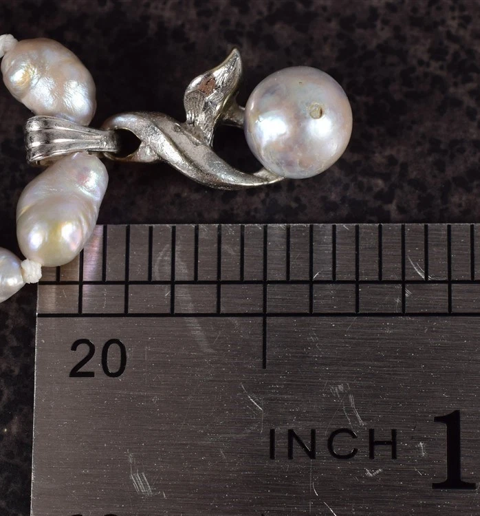 7-1/2" Vtg 14K White Gold Mid-Century Modern Handmade Pearl Beaded Bracelet 1.7g - Imagem 3 de 4