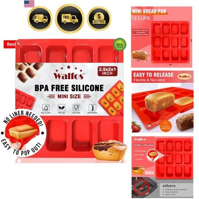 Silicone Mini Loaf pan, 12 Cavities Mini Bread Pan Brownie Pan, Food Grade & ...