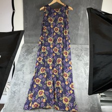 Vintage 90s Grunge Dress Cottagecore Purple Floral Prairie Long Sundress 12/14