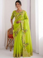 SARI INDIAN PAKISTANI WEDDING SAREE BLOUSE NEW DESIGNER BOLLYWOOD PARTY WEAR