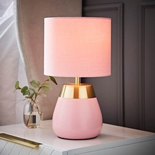 Touch Table Lamp Bedroom Bedside Dimmable Light Fabric Lampshade Living Room