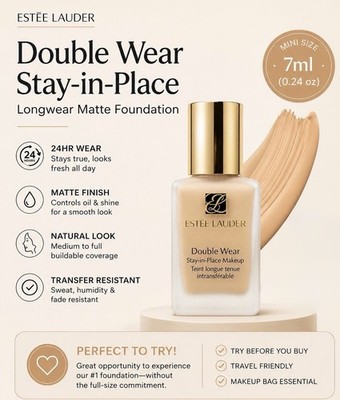 Estée Lauder Double Wear Liquid Matte Foundation Buildable Mini 7ml 0.24oz