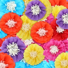 18 Pcs Mexican Paper Flowers Colorful, Tissue Paper Flowers Decorations for W...