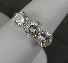 Stunning 3.62 Carat Diamond and 18ct White Gold Trilogy Ring
