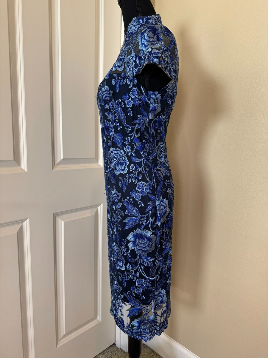 NWT TADASHI SHOJI Ankur Keyhole Floral Embroidered Tulle Dress