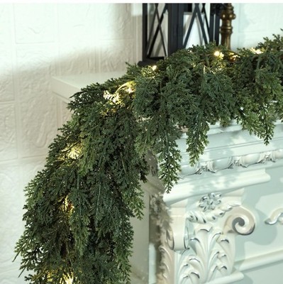 Realistic Christmas Garland with Lights-8 Lighting Modes 6FT Real Touch Lush