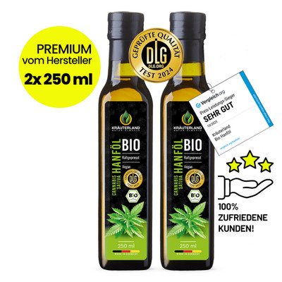 KRÄUTERLAND Bio Hanföl 500ml kaltgepresst Omega 3 6 9 frisch vom Hersteller