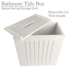 Small Bathroom Storage Unit White Toilet Roll Cabinet Multi Purpose Tidy Box UK