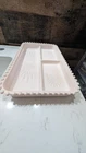Shell Pink Milk Glass Tray - Vintage 1950s Divided Serving Dish 12"x7.5"