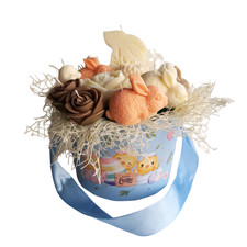 Easter Bunny Soy Wax Candle Arrangement Round Box Spring Decor 18cm