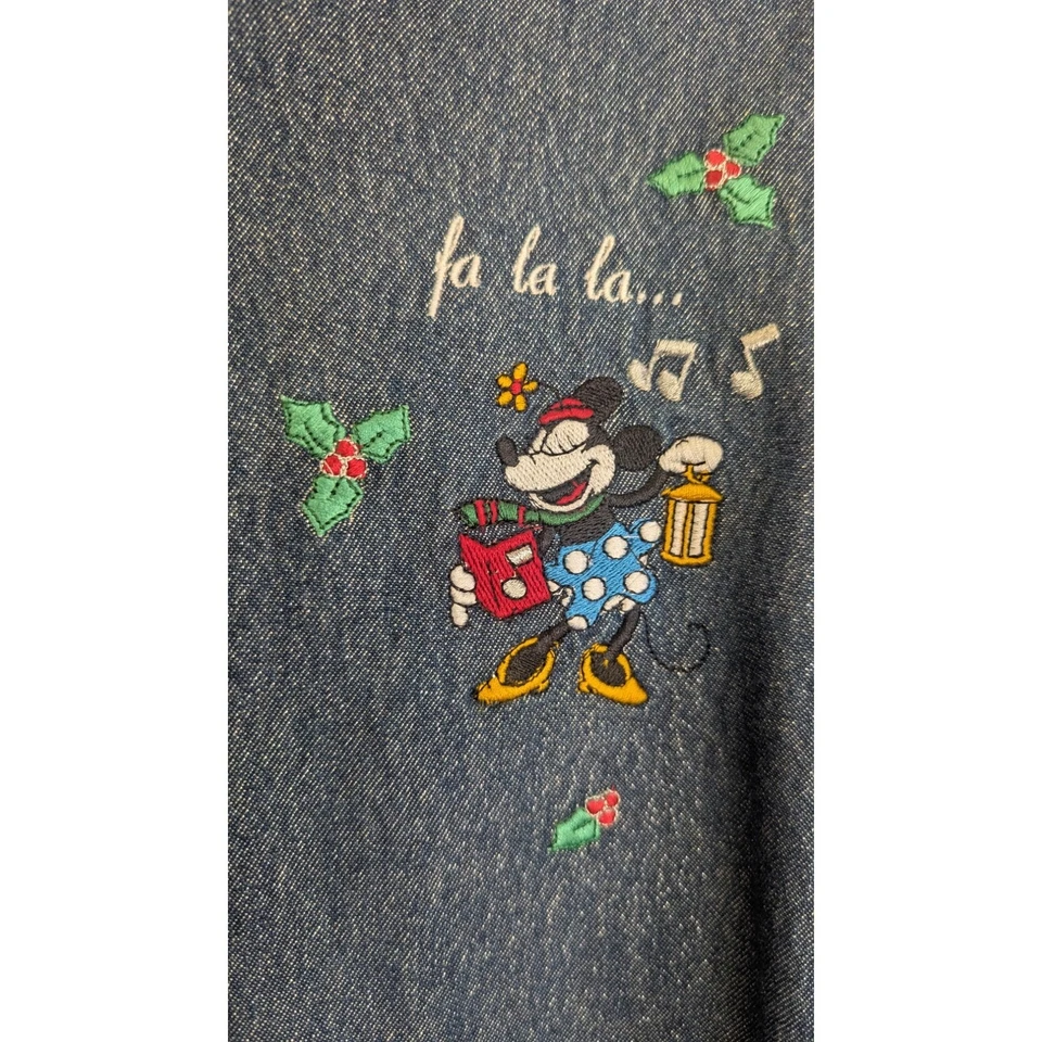 Disney Store Vintage Cambray Denim Vacaciones Camisa Bordada Manga Larga Grande Foto 3 de 4