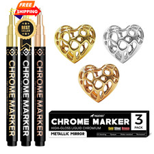 Pagather 3Pcs Chrome Paint Markers, 1 Count Pack of 3 , Gold, Silver, Bronze