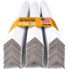 48" x 2" x 2" Reinforced Cardboard Edge Protectors, White Pack of 48 0.16...