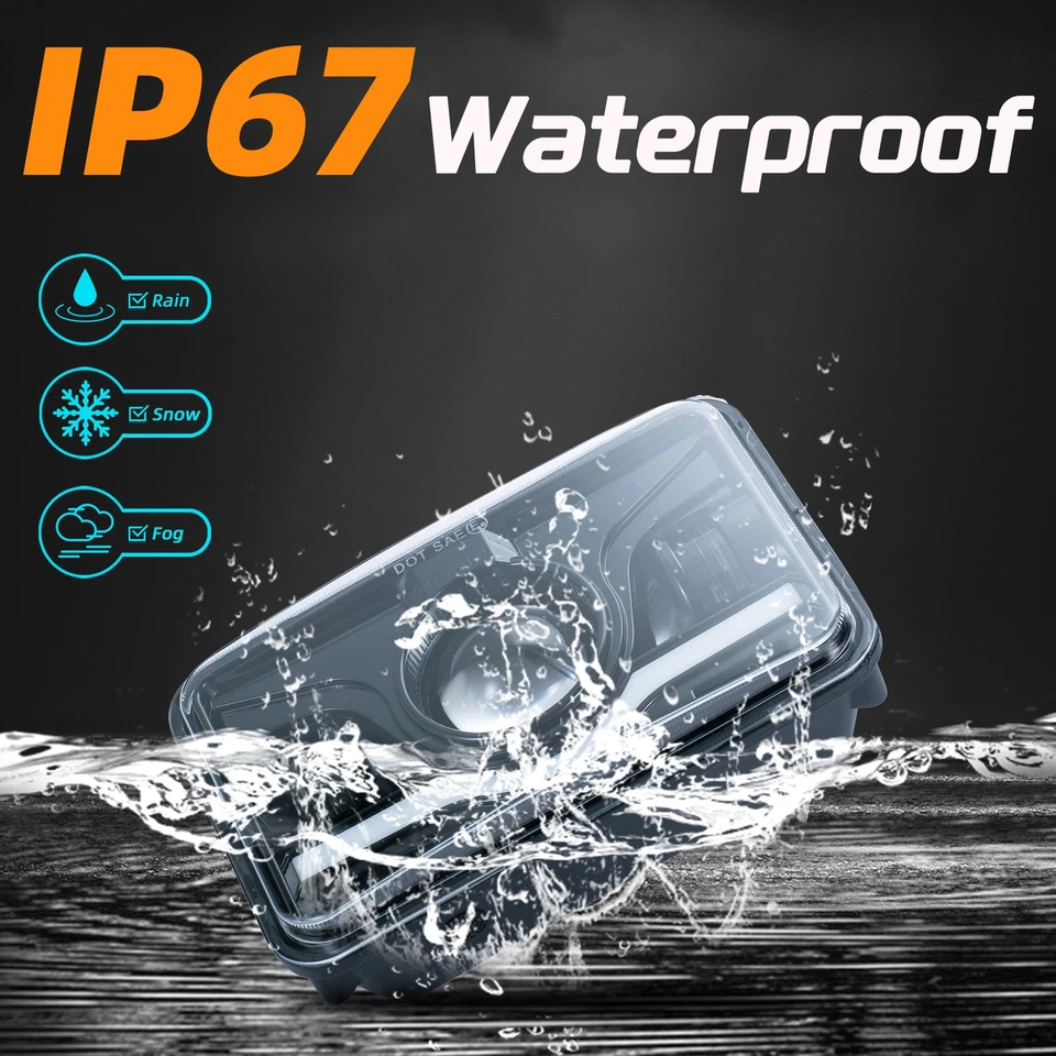 4X6" Projector Crystal Clear Lens / Metal Headlight H4 Light Bulb Headlamp Pair Foto 3 de 4