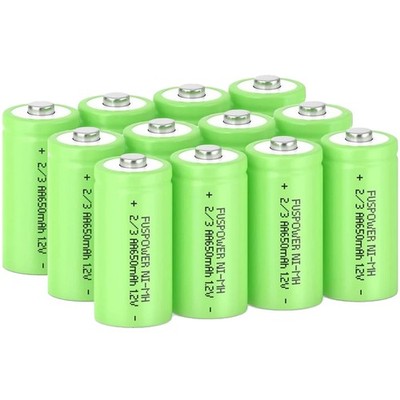 Rechargeable 2/3AA Battery 1.2V 650mAh Ni-MH Batteries for Solar lights Count 12