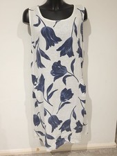 Made In Italy Cotton Linen Dress One Size Floral Sleeveless Dress Pockets