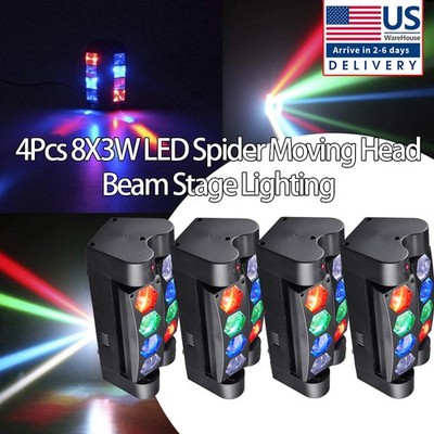 4PCS 8x3W 4in1 RGBW Beam Moving Head Bar Strobe Stage Effects Led Spider Light