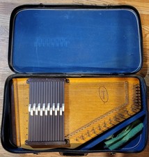 VINTAGE SILVERTONE AUTOHARP BY OSCAR SCHMIDT W/ CASE CLASSIC FOLK INSTRUMENT