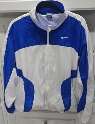Nike Men's Blue/White Colorblock Full Zip Nylon Track Jacket XL