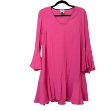 HD in Paris Anthropologie Pink Ruffle Hem Dress Womens 0 Flare Sleeve Barbie